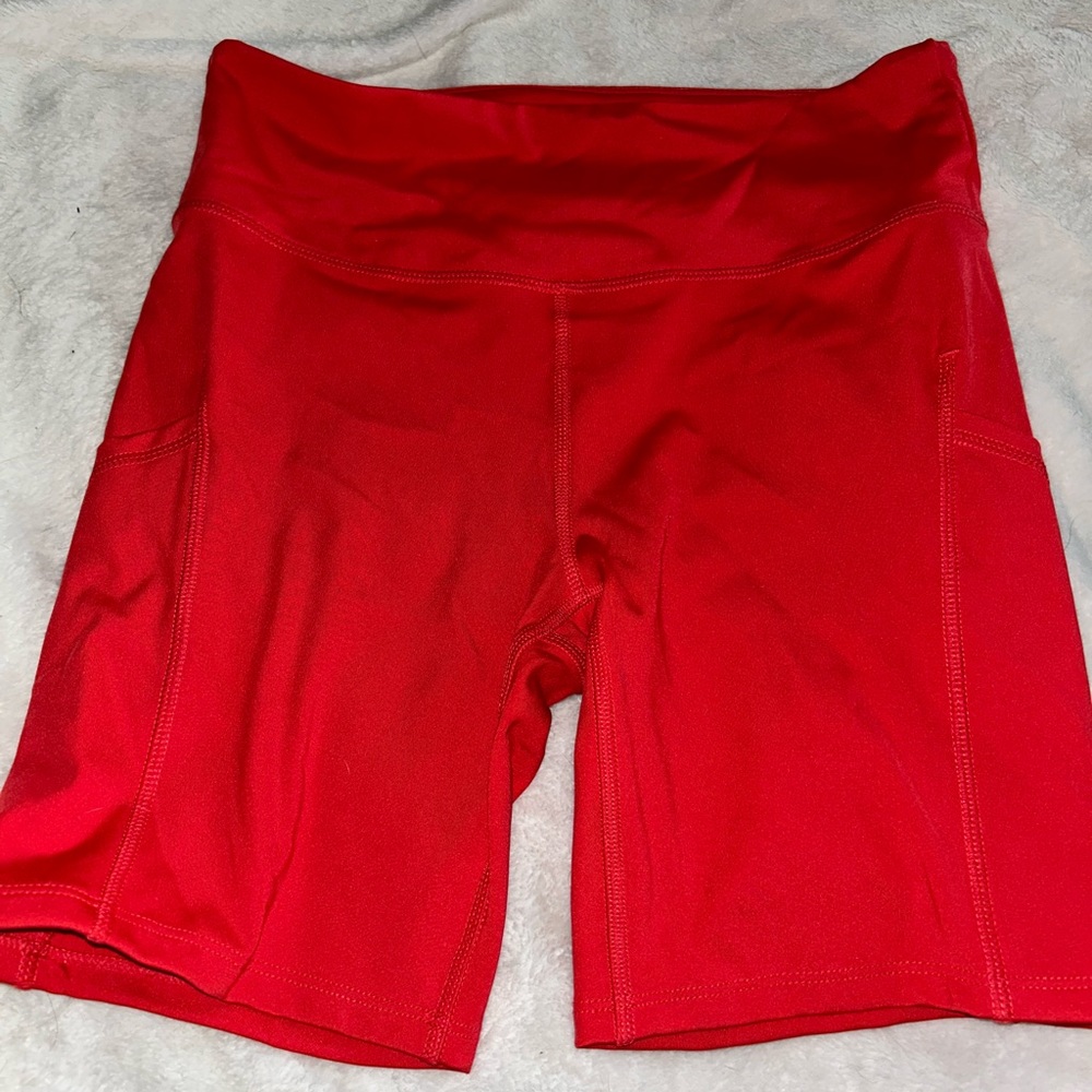 Red biker shorts